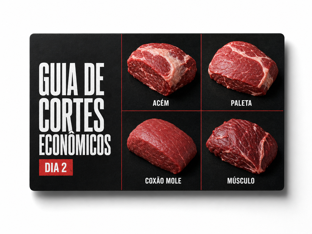 Mockup do guia de cortes econômicos do Dia 2